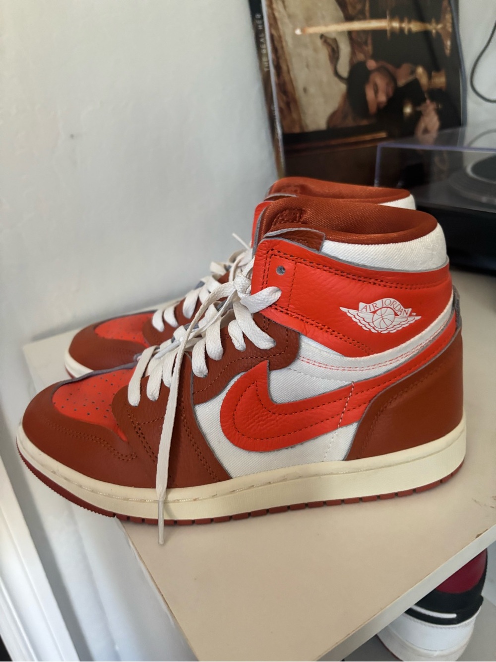 Nike Women's High-Top Sneakers in Orange, White and Brown